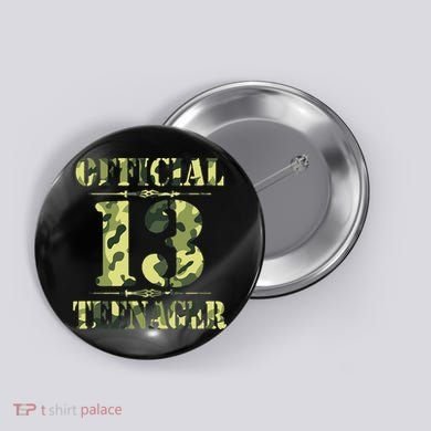 Officialnagern 13th Birthday Thirteen Camo Hunting Button
