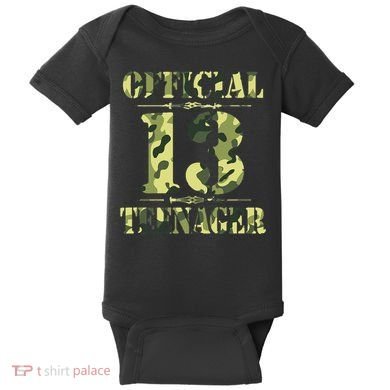 Officialnagern 13th Birthday Thirteen Camo Hunting Baby Bodysuit