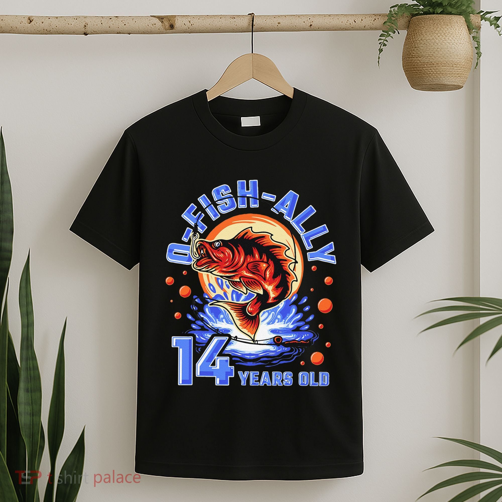 OFishAlly 14 Years Oldns 14th Birthday Fishing T-Shirt