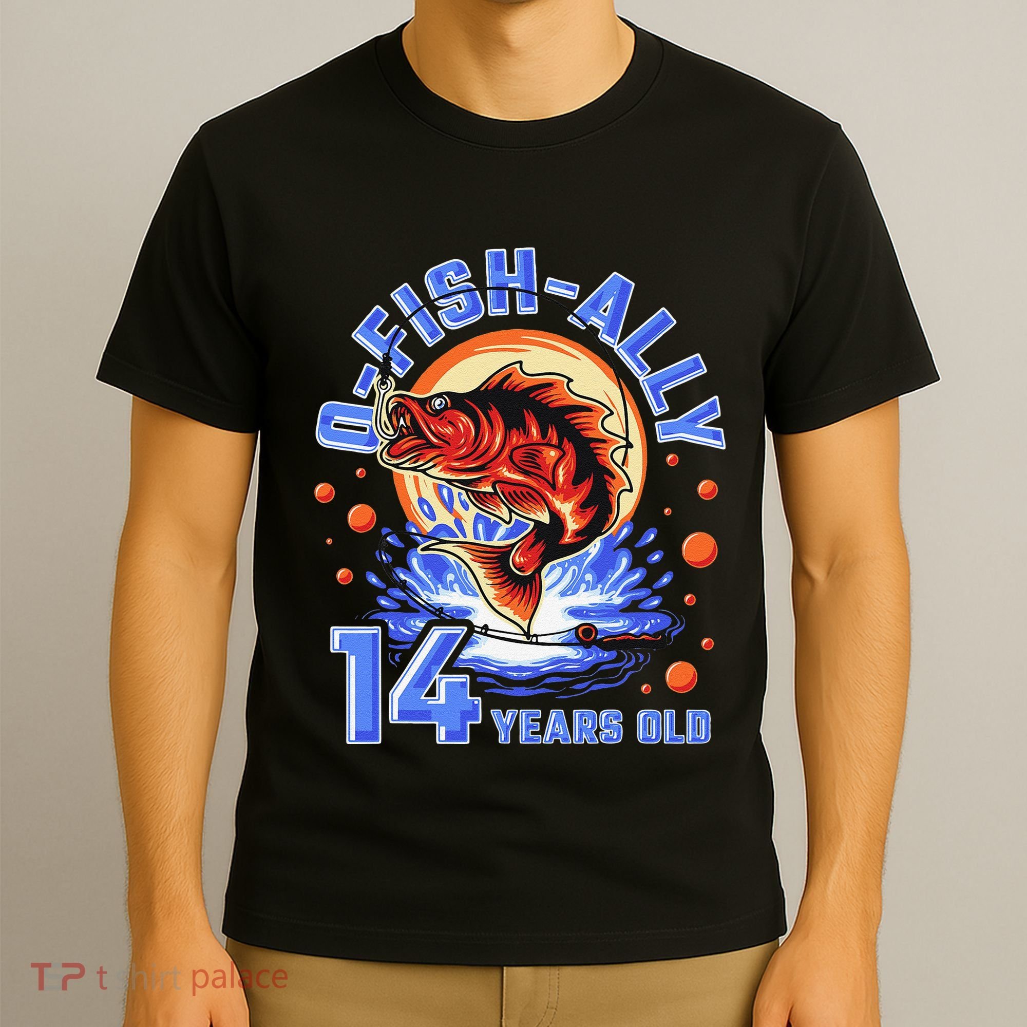 OFishAlly 14 Years Oldns 14th Birthday Fishing T-Shirt