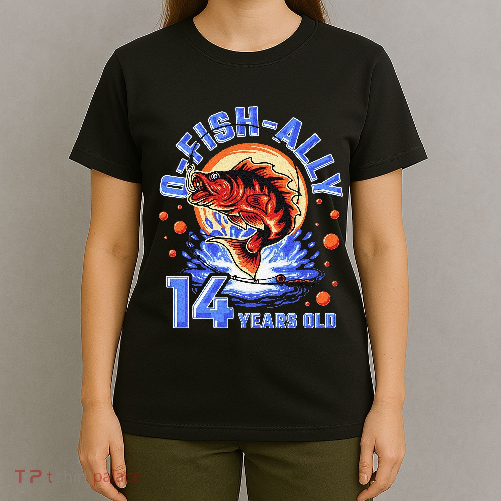 OFishAlly 14 Years Oldns 14th Birthday Fishing T-Shirt
