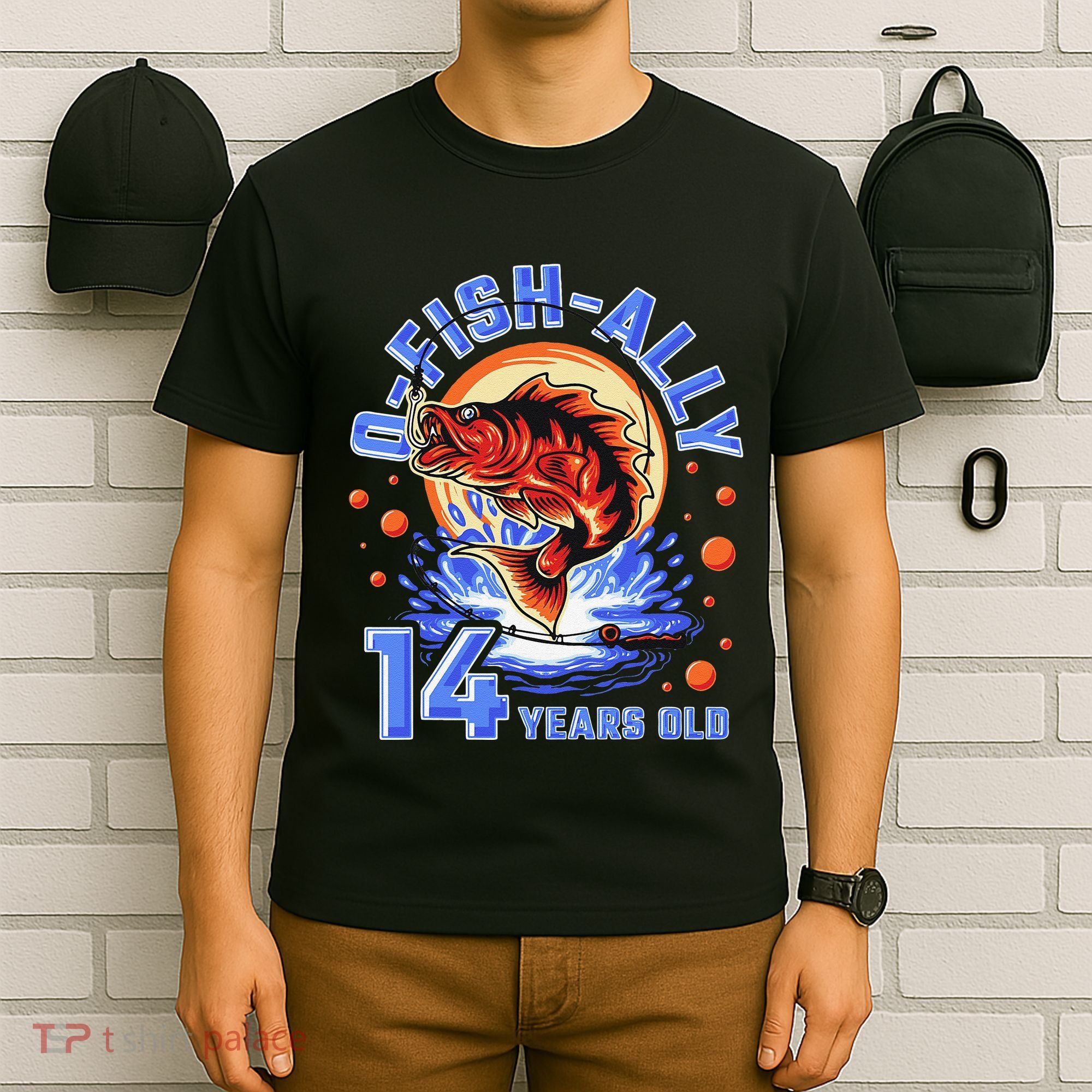 OFishAlly 14 Years Oldns 14th Birthday Fishing T-Shirt