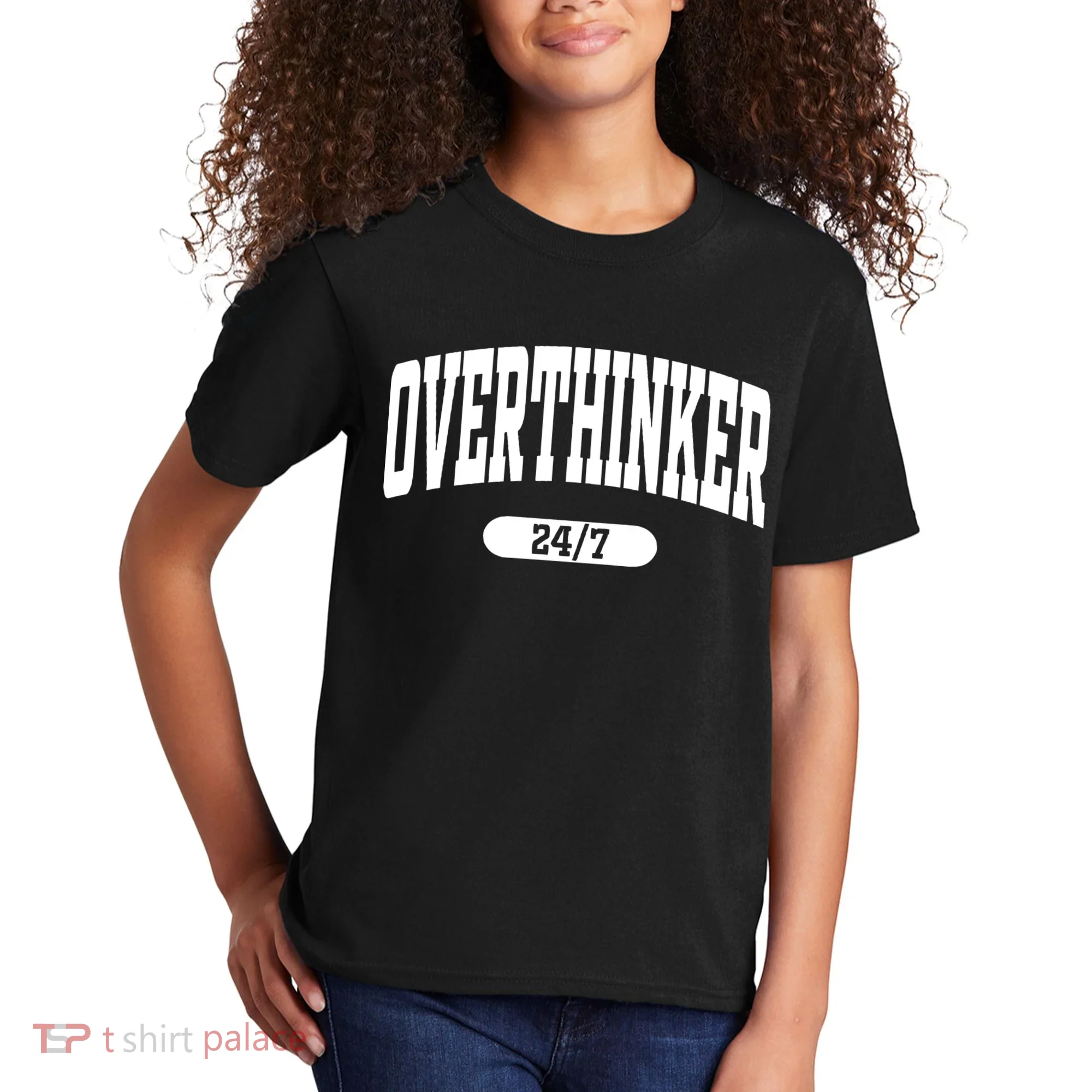 Overthinker 24/7 Funny Over Think Thinking Kids T-Shirt
