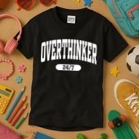Overthinker 24/7 Funny Over Think Thinking Kids T-Shirt thumb 3