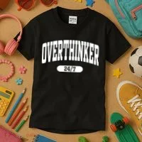 Overthinker 24/7 Funny Over Think Thinking Kids T-Shirt thumb 3