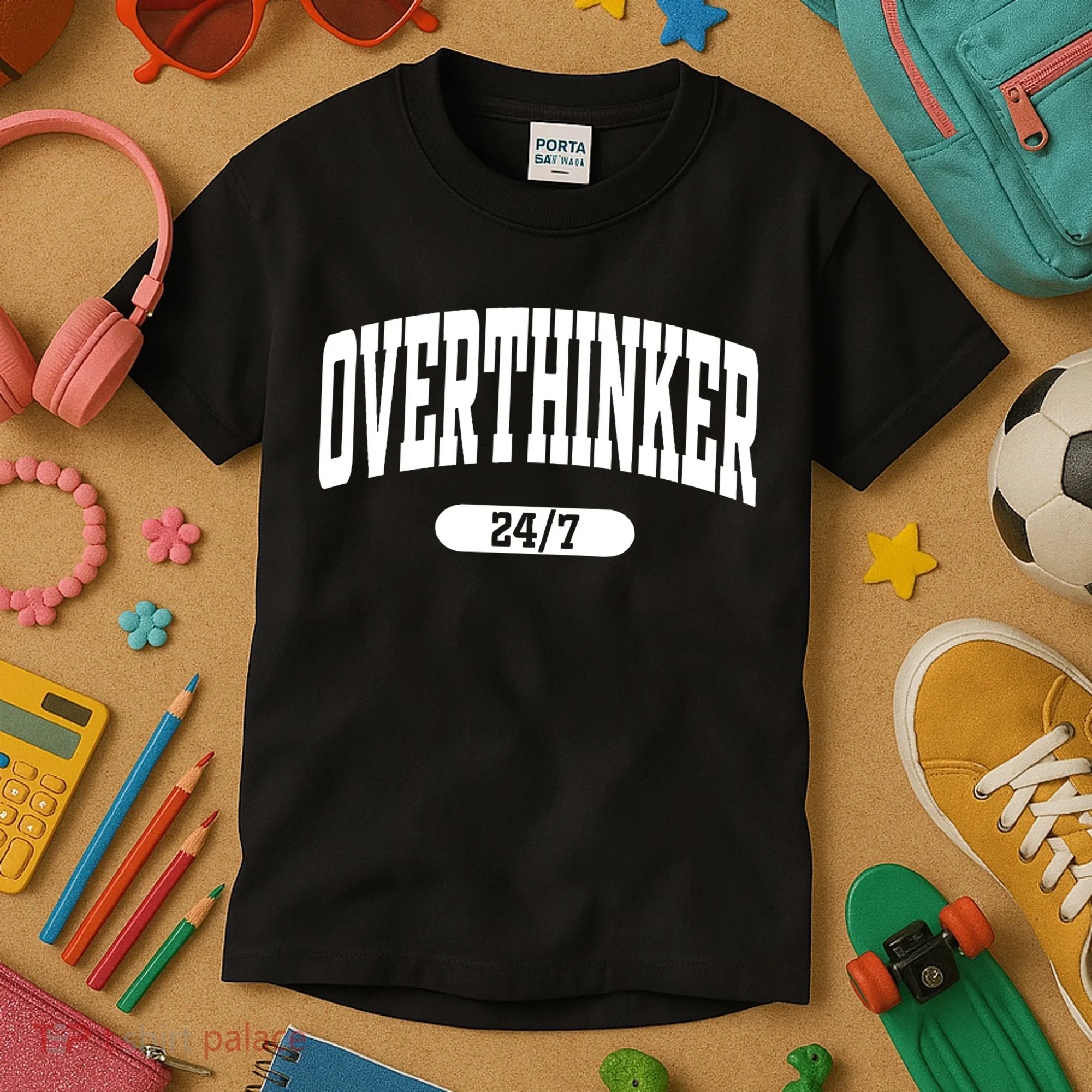Overthinker 24/7 Funny Over Think Thinking Kids T-Shirt