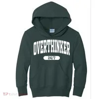 Overthinker 24/7 Funny Over Think Thinking Kids Hoodie thumb 0