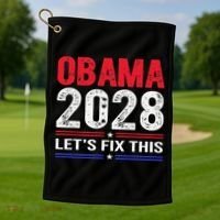 Obama 2028 Lets Fix This Golf Towel thumb 1