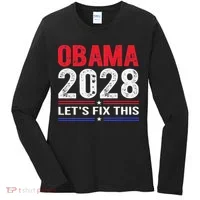 Obama 2028 Lets Fix This Women's Long Sleeve Shirt thumb 0