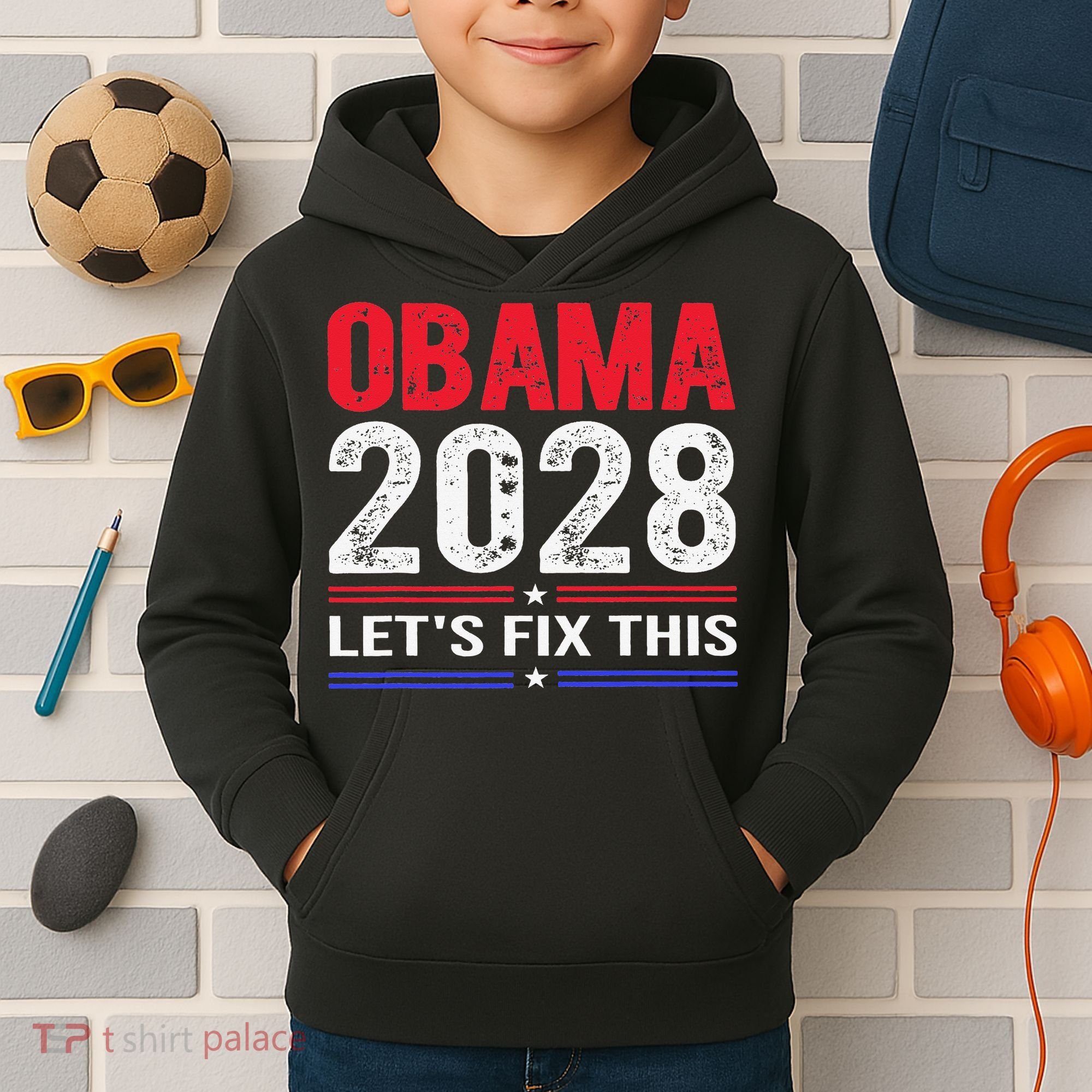 Obama 2028 Lets Fix This Kids Hoodie