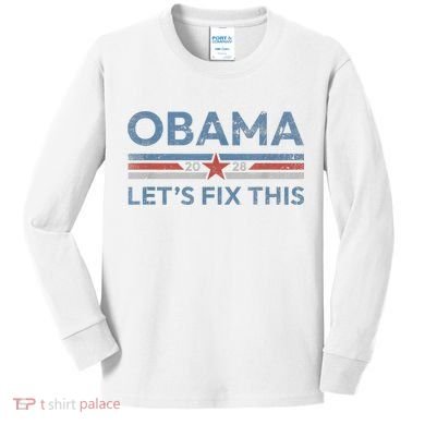 Obama 2028 Political Protest Rally Kids Long Sleeve Shirt