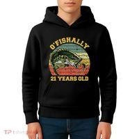 OFishally 21 Years Old Fishing Birthday Theme Party 21st Kids Hoodie thumb 4