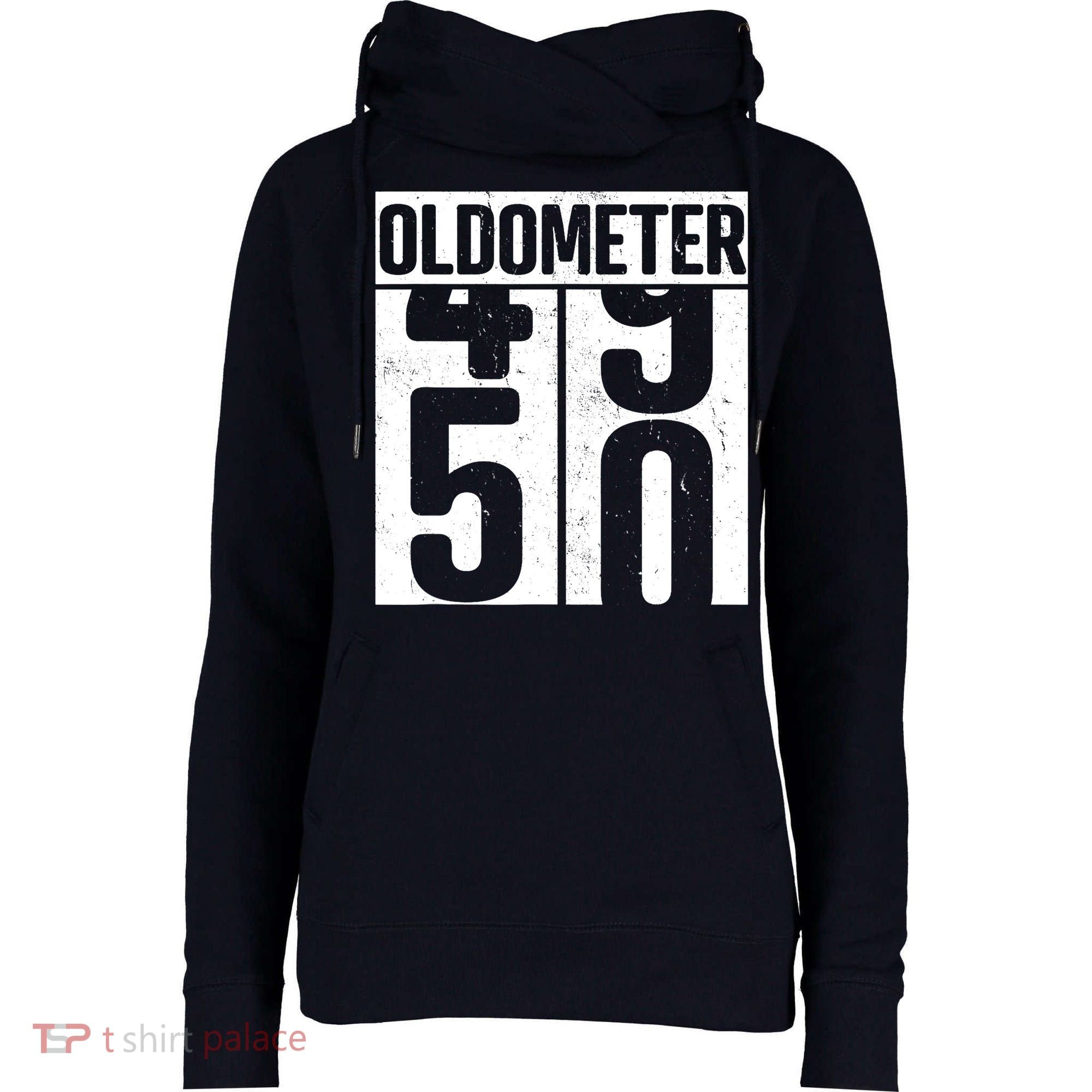 Oldometer 50 50th Birthday Oldometer Womens Funnel Neck Pullover Hood