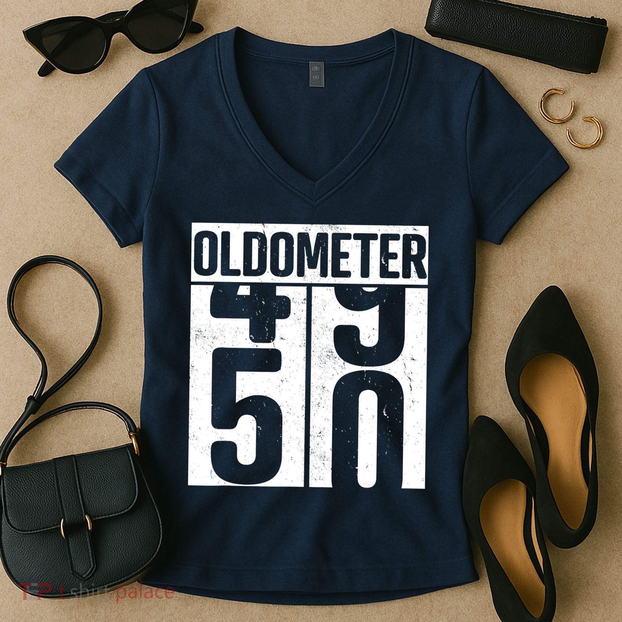 Oldometer 50 50th Birthday Oldometer Women's V-Neck T-Shirt
