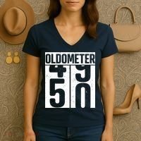 Oldometer 50 50th Birthday Oldometer Women's V-Neck T-Shirt thumb 3