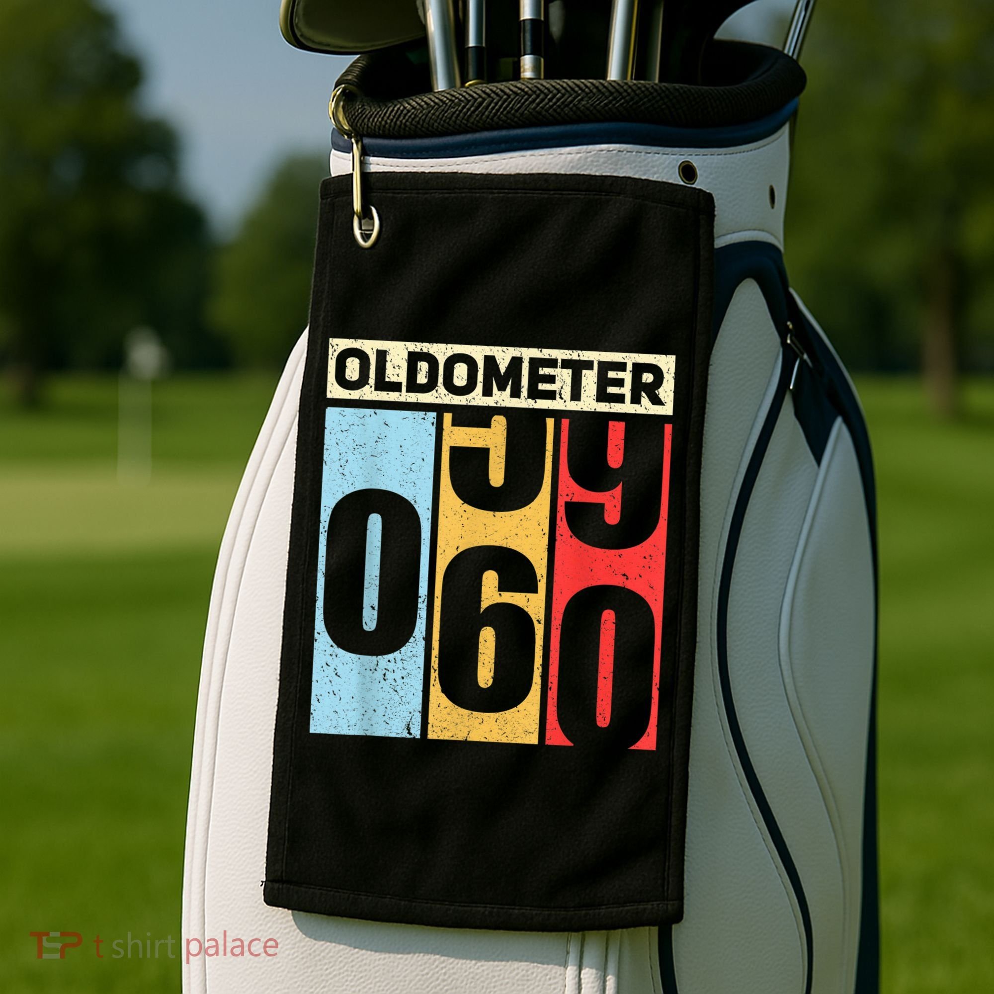 Oldometer 59-60 Funny 60th Birthday Odometer Gift Oldometer Golf Towel