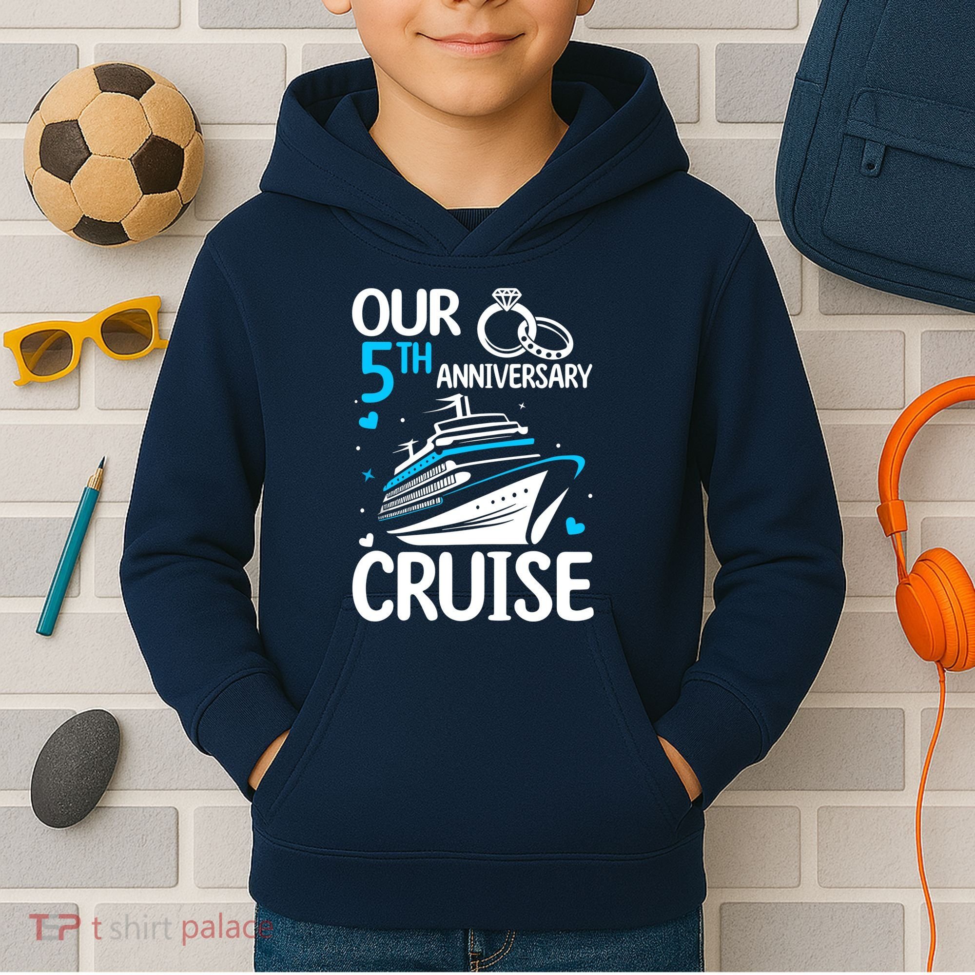 Our 5th Wedding Anniversary Cruise 5 Years Anniversary Kids Hoodie