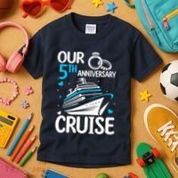 Our 5th Wedding Anniversary Cruise 5 Years Anniversary Kids T-Shirt thumb 3