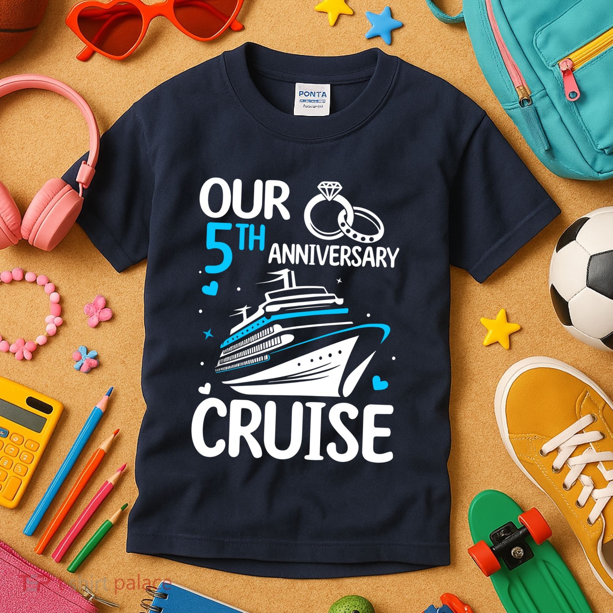 Our 5th Wedding Anniversary Cruise 5 Years Anniversary Kids T-Shirt