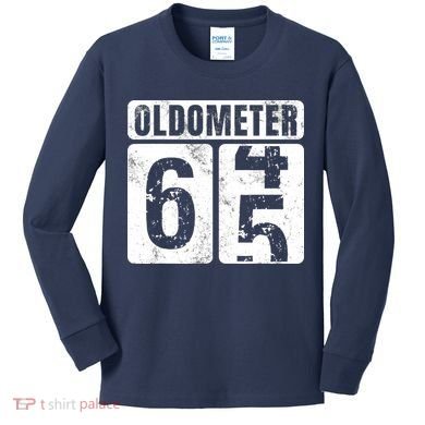 Oldometer 65 Vintage Funny 65th Birthday Gift Idea Kids Long Sleeve Shirt