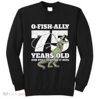 OFishAlly 75 Years Old Fishing Dinosaur 75th Birthday Sweatshirt thumb 0