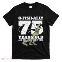 OFishAlly 75 Years Old Fishing Dinosaur 75th Birthday T-Shirt thumb 0