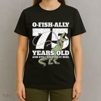 OFishAlly 75 Years Old Fishing Dinosaur 75th Birthday T-Shirt thumb 4