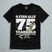 OFishAlly 75 Years Old Fishing Dinosaur 75th Birthday T-Shirt thumb 5