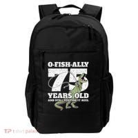 OFishAlly 75 Years Old Fishing Dinosaur 75th Birthday Backpack thumb 0