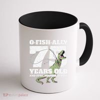 OFishAlly 75 Years Old Fishing Dinosaur 75th Birthday Coffee Mug thumb 1