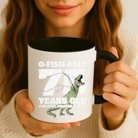OFishAlly 75 Years Old Fishing Dinosaur 75th Birthday Coffee Mug thumb 3