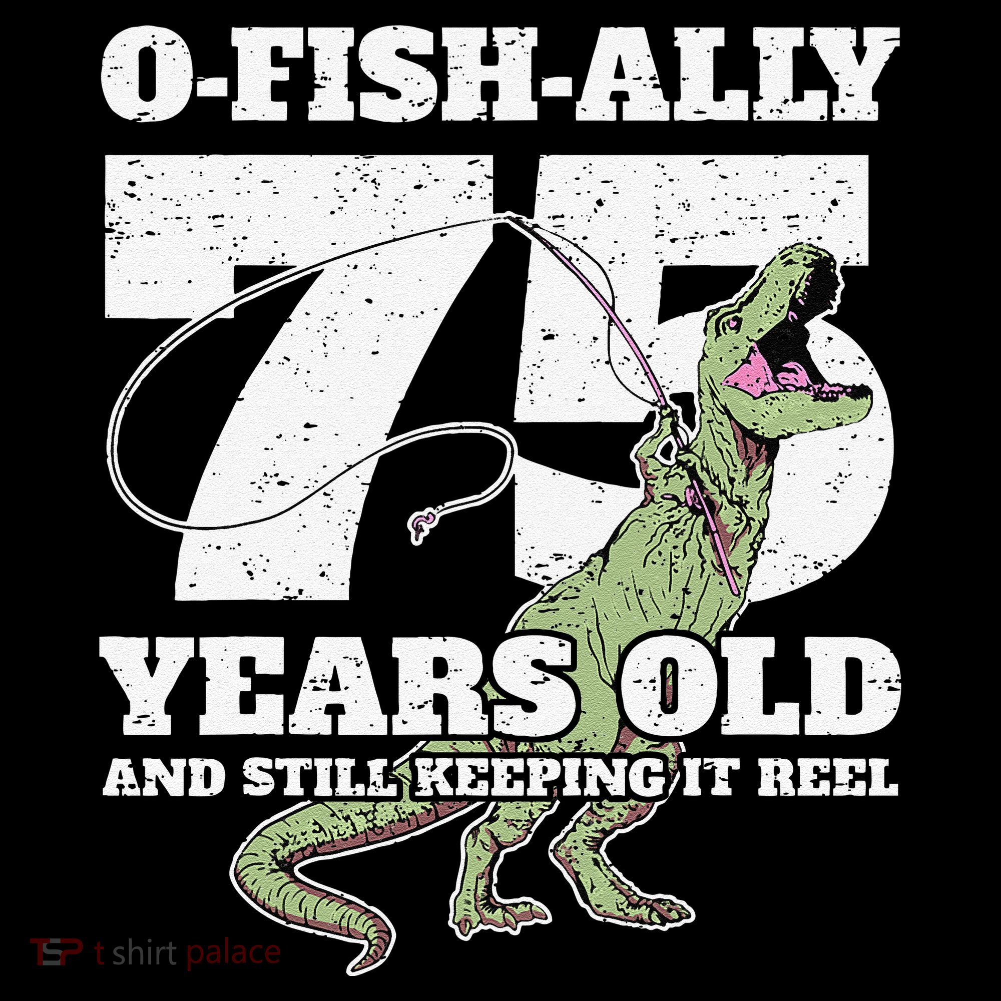 OFishAlly 75 Years Old Fishing Dinosaur 75th Birthday Coffee Mug