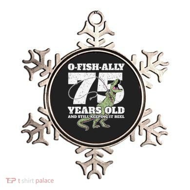 OFishAlly 75 Years Old Fishing Dinosaur 75th Birthday Ornament