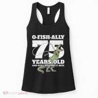 OFishAlly 75 Years Old Fishing Dinosaur 75th Birthday Women's Tank Top thumb 0