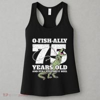 OFishAlly 75 Years Old Fishing Dinosaur 75th Birthday Women's Tank Top thumb 3