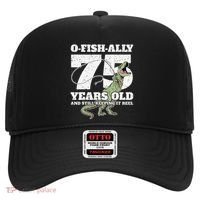 OFishAlly 75 Years Old Fishing Dinosaur 75th Birthday Hat thumb 0
