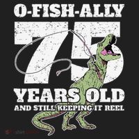 OFishAlly 75 Years Old Fishing Dinosaur 75th Birthday Hat thumb 2
