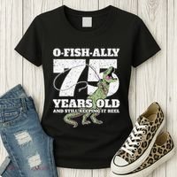 OFishAlly 75 Years Old Fishing Dinosaur 75th Birthday Women's T-Shirt thumb 3