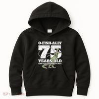 OFishAlly 75 Years Old Fishing Dinosaur 75th Birthday Kids Hoodie thumb 0