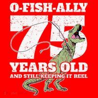 OFishAlly 75 Years Old Fishing Dinosaur 75th Birthday Santa Hat thumb 1