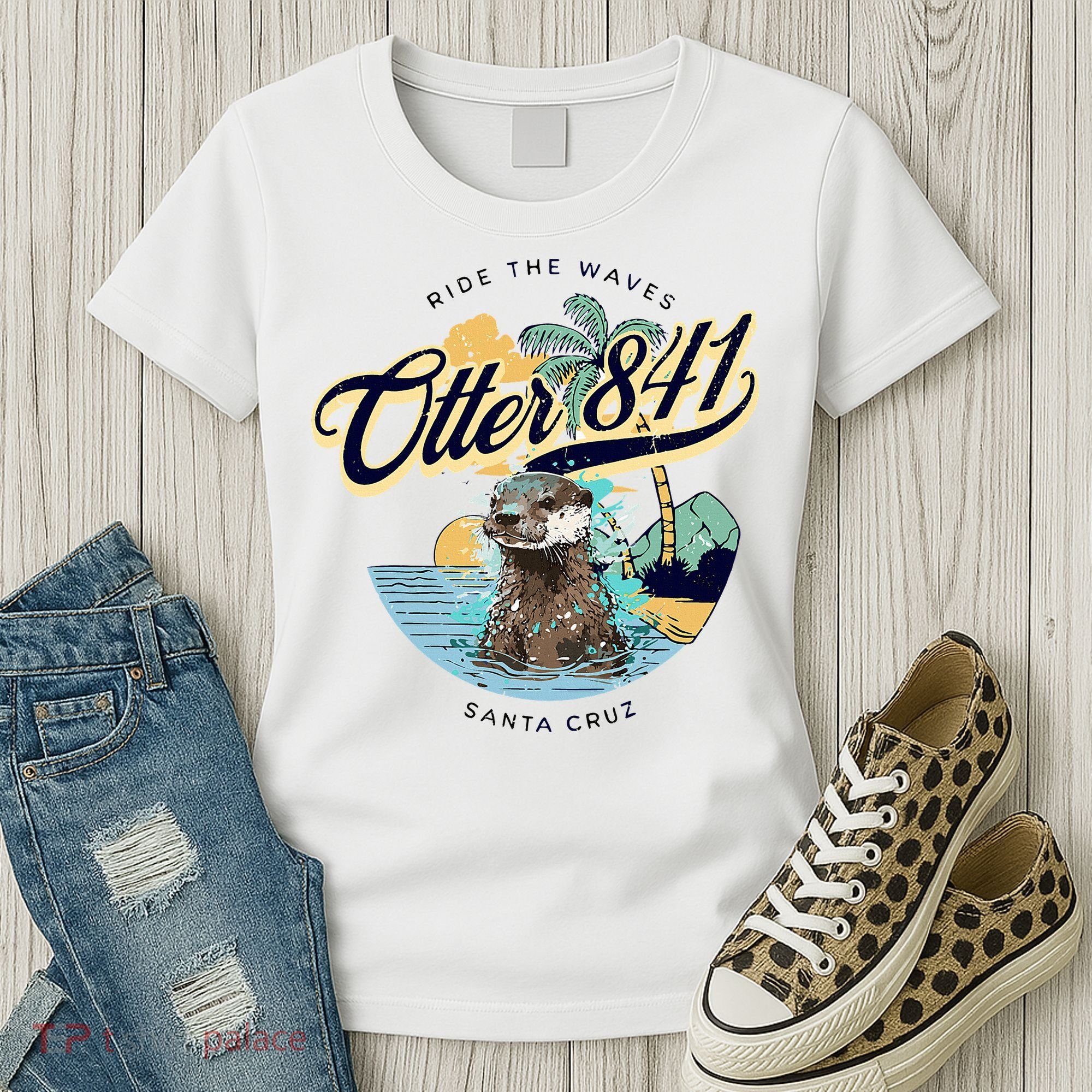 Otter 841 Surfing Otter 841 California Surf Board Otter 841 Women's T-Shirt