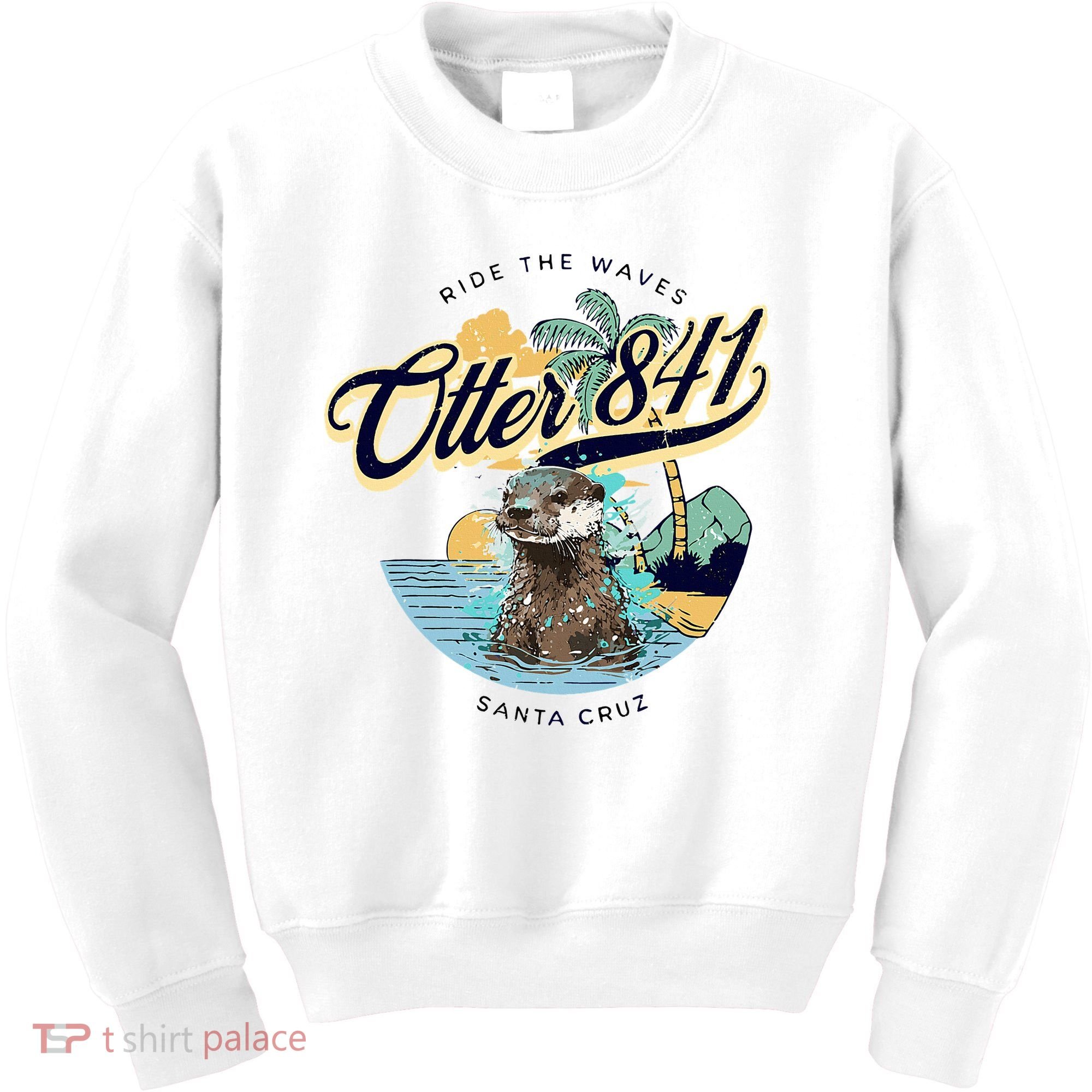 Otter 841 Surfing Otter 841 California Surf Board Otter 841 Kids Sweatshirt