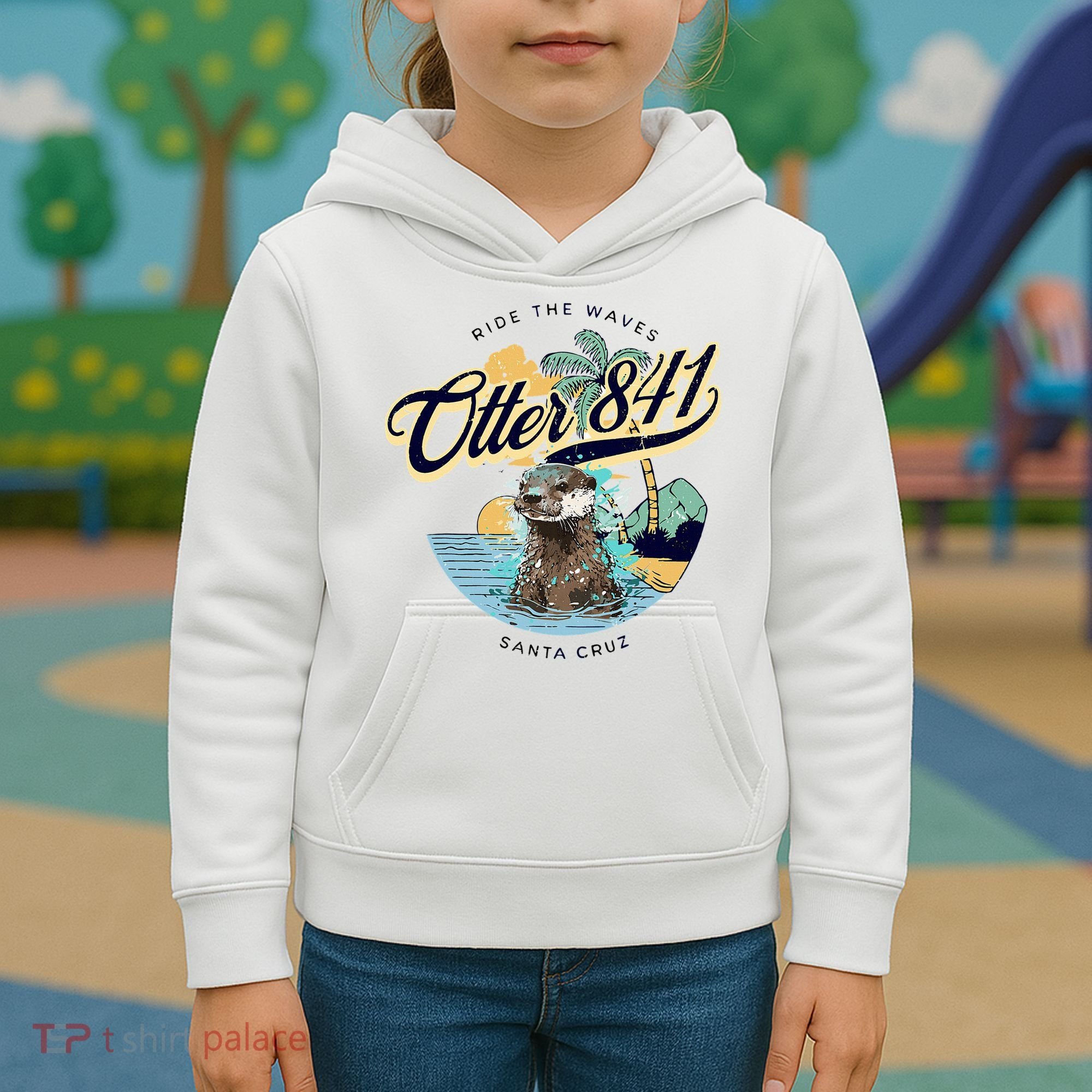 Otter 841 Surfing Otter 841 California Surf Board Otter 841 Kids Hoodie
