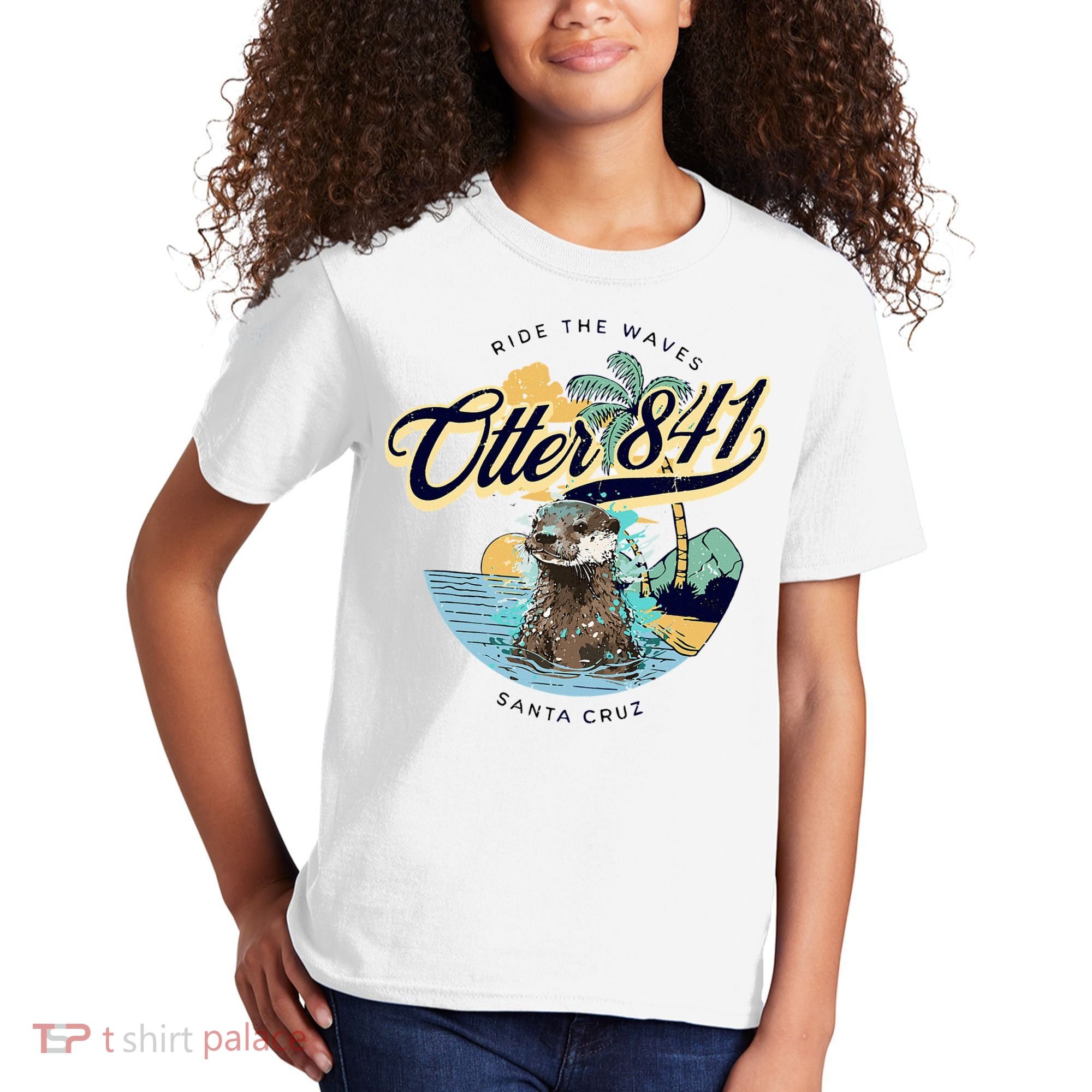 Otter 841 Surfing Otter 841 California Surf Board Otter 841 Kids T-Shirt