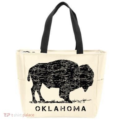 Oklahoma And American Buffalo Bison Tote Bag
