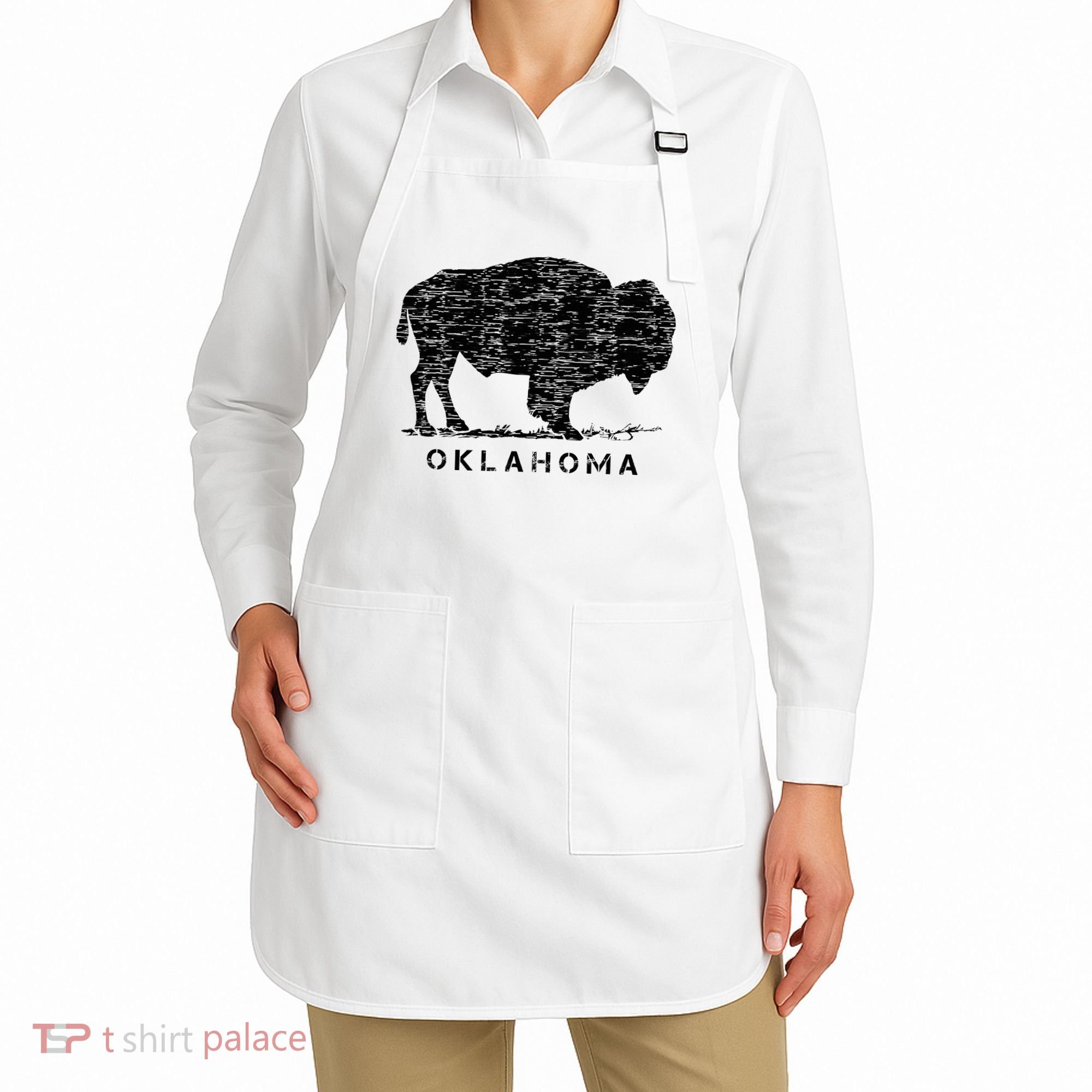 Oklahoma And American Buffalo Bison Apron