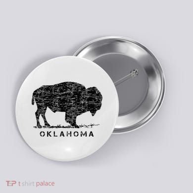 Oklahoma And American Buffalo Bison Button