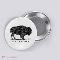 Oklahoma And American Buffalo Bison Button thumb 0