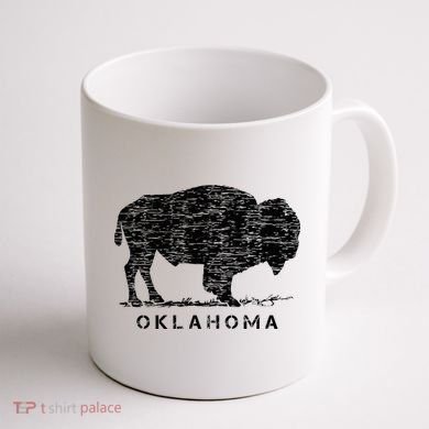 Oklahoma And American Buffalo Bison Coffee Mug back