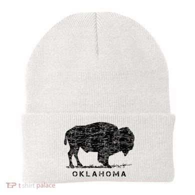 Oklahoma And American Buffalo Bison Beanie